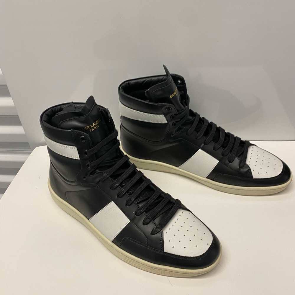 Saint Laurent men high top court sneakers shoes size 44.5 is 11.5 - Picture 4 of 9